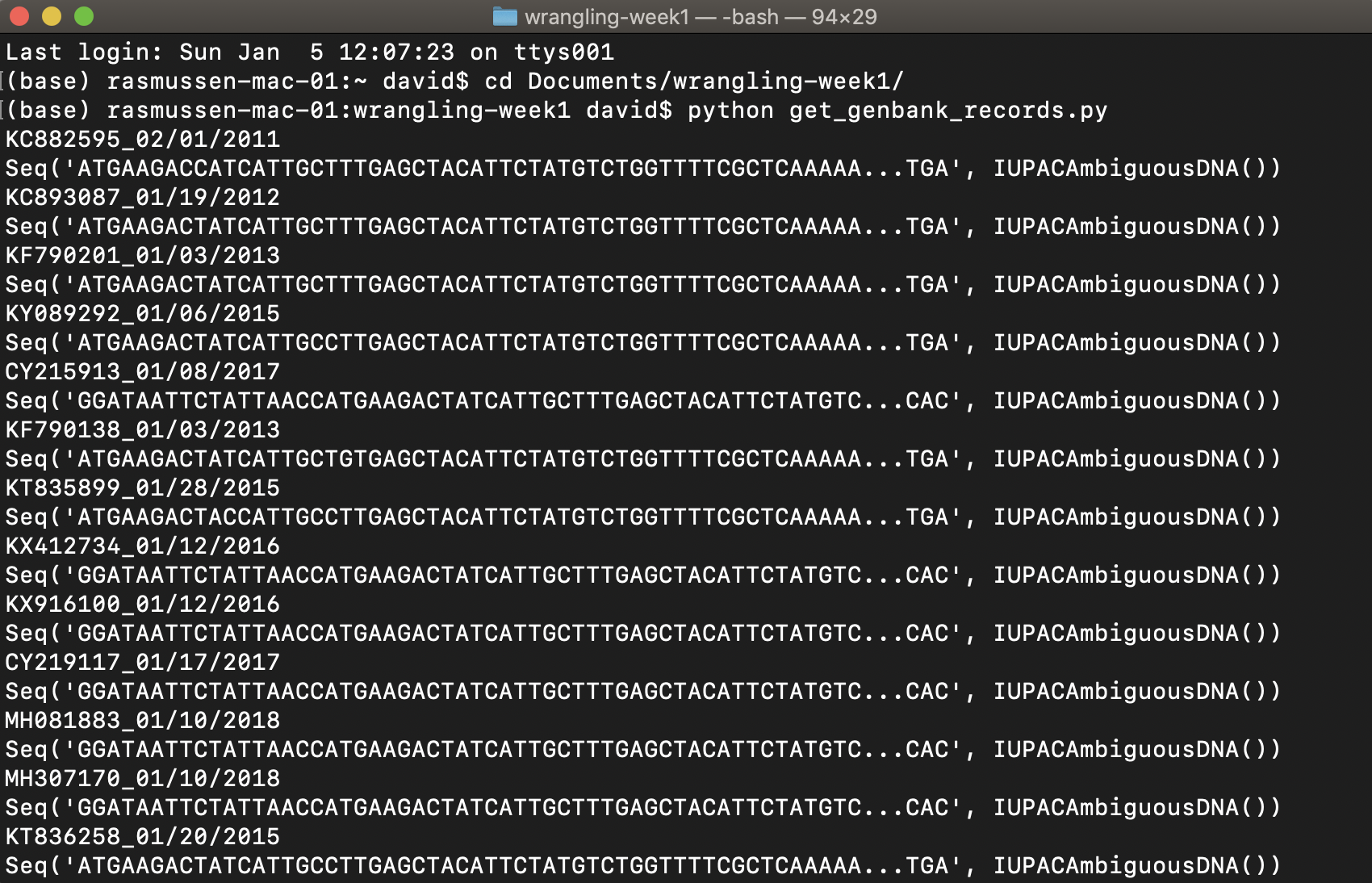 Running the Python script